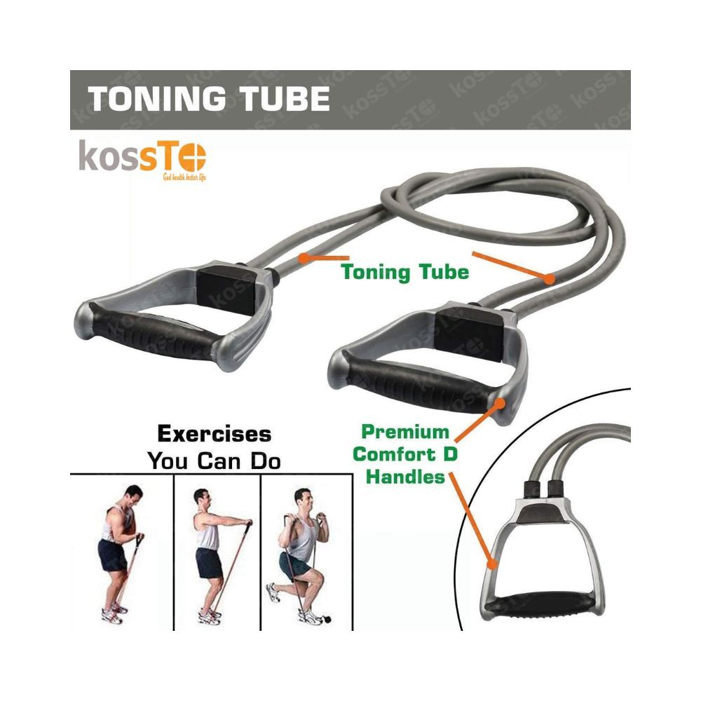 kossto Double Toning Resistance Tube Heavy Quality Exercise Band for Stretching, Full Body Workout