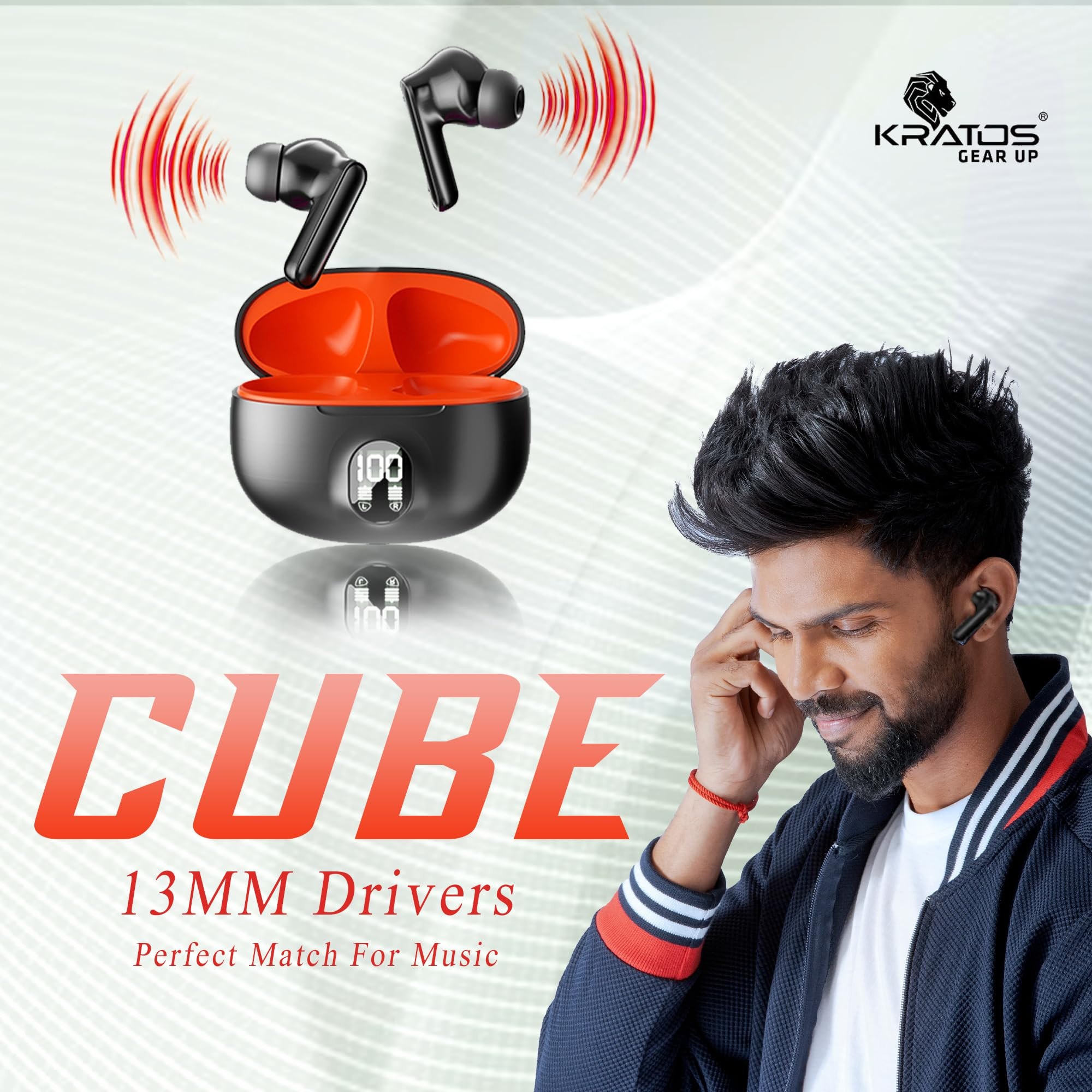 Kratos Cube Ear Buds Wireless with 30H Playtime Noise Isolation  Clear Calls Bluetooth Earbuds with Voice Assistant Ear Buds with Bluetooth V 53  with Type C Fast Charging IPX4 TWS Earphones
