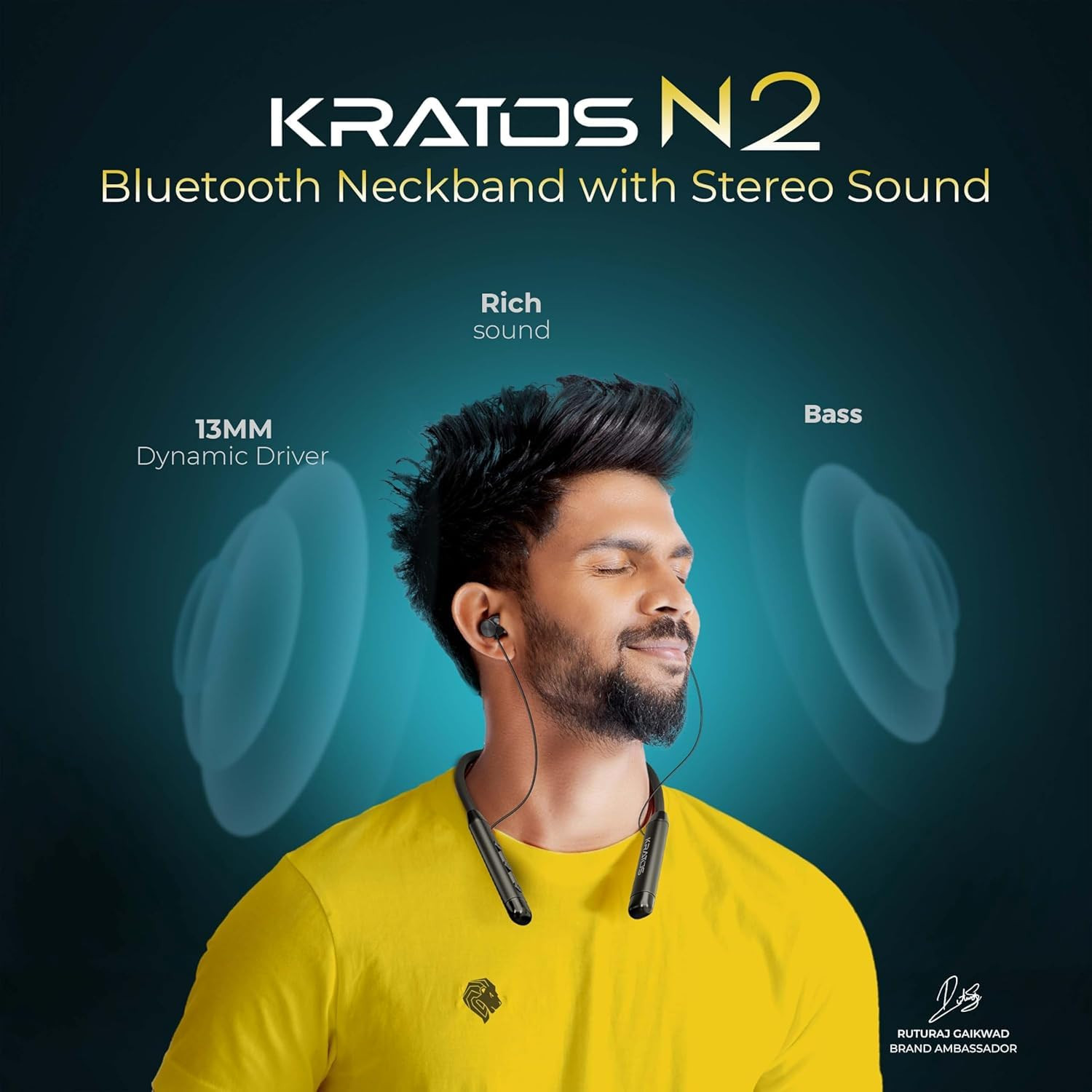 Kratos Neckband Bluetooth Headphones with 20 hrs Playtime Deep Bass Stereo SoundHD CallsRich Music ExperienceVoice AssistantType C Fast Charging BT V 52 Neckband Earphones with Magnetic Earbud