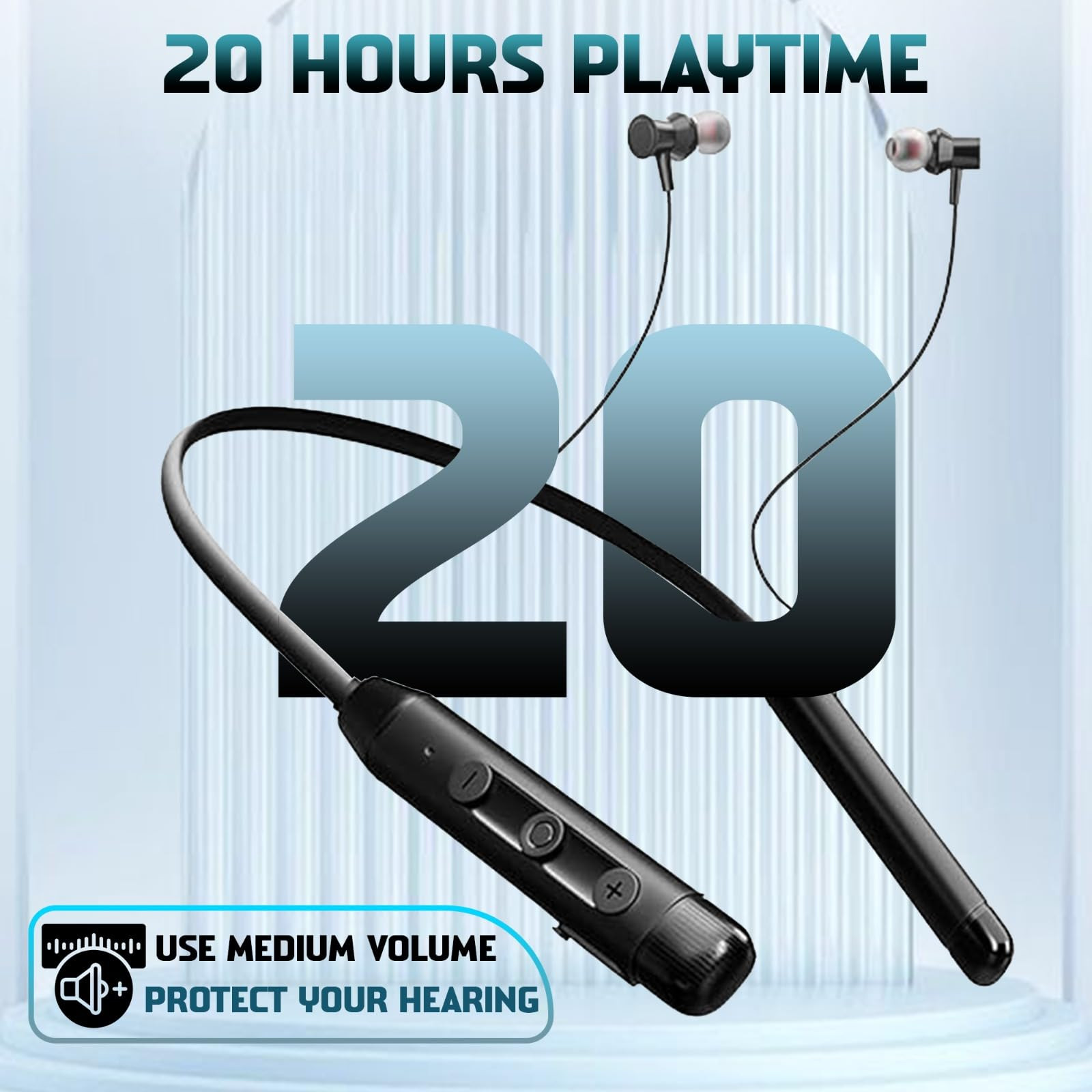 Kratos Neckband Bluetooth Headphones with 20 hrs Playtime Deep Bass Stereo SoundHD CallsRich Music ExperienceVoice AssistantType C Fast Charging BT V 52 Neckband Earphones with Magnetic Earbud