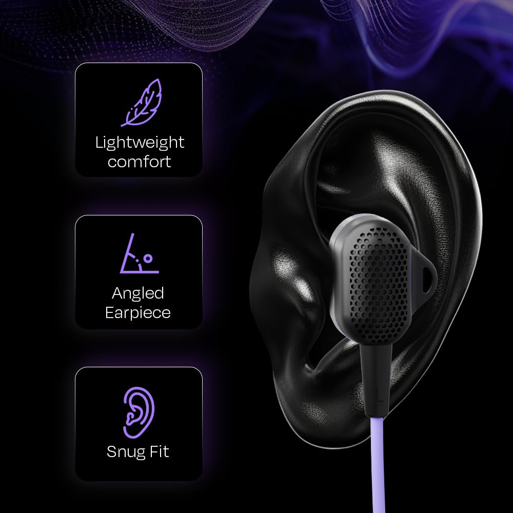 Kreo Hydra 35mm Dual Dynamic Driver in-Ear Wired Gaming Earphones with Microphone Tangle-Free Gaming Earphones with Noise Isolating Technology and EZ Volume Control Slider Wired Headset for Gaming