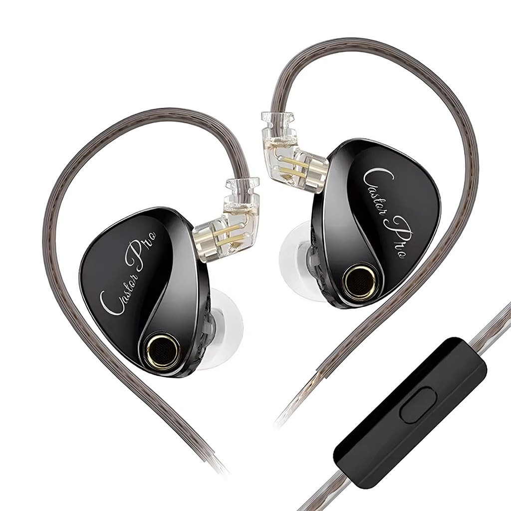 KZ Castor Pro IEM with HD Mic Dual 10mm Dynamic Driver Harman Target Improved Bass for Hi-Res Audio Quality 4 Tuning Switch Oxygen Free Copper Flat Cable 078mm 2Pin  35mm Plug Compatible