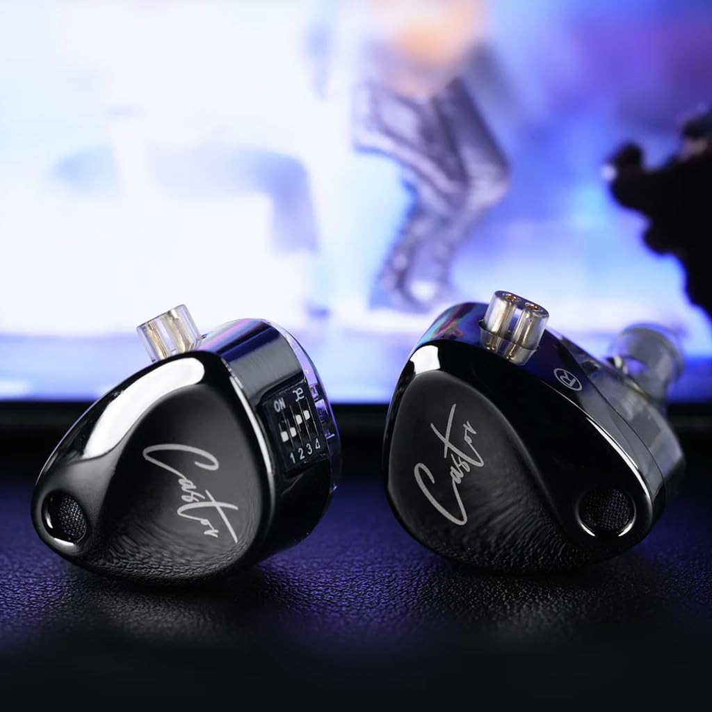 KZ Castor Wired IEM Earphone with Mic 10mm Dual Magnetic  8mm Dynamic Driver Harman Target with Improved Bass in Ear Monitor 4 Tuning Switches 2Pin Detachable Cable