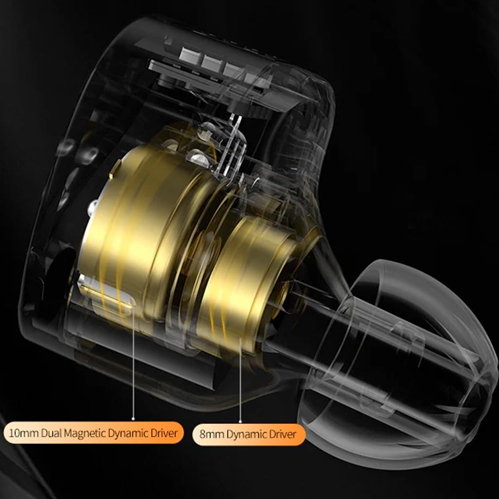 KZ Castor Wired IEM Earphone with Mic 10mm Dual Magnetic  8mm Dynamic Driver Harman Target with Improved Bass in Ear Monitor 4 Tuning Switches 2Pin Detachable Cable