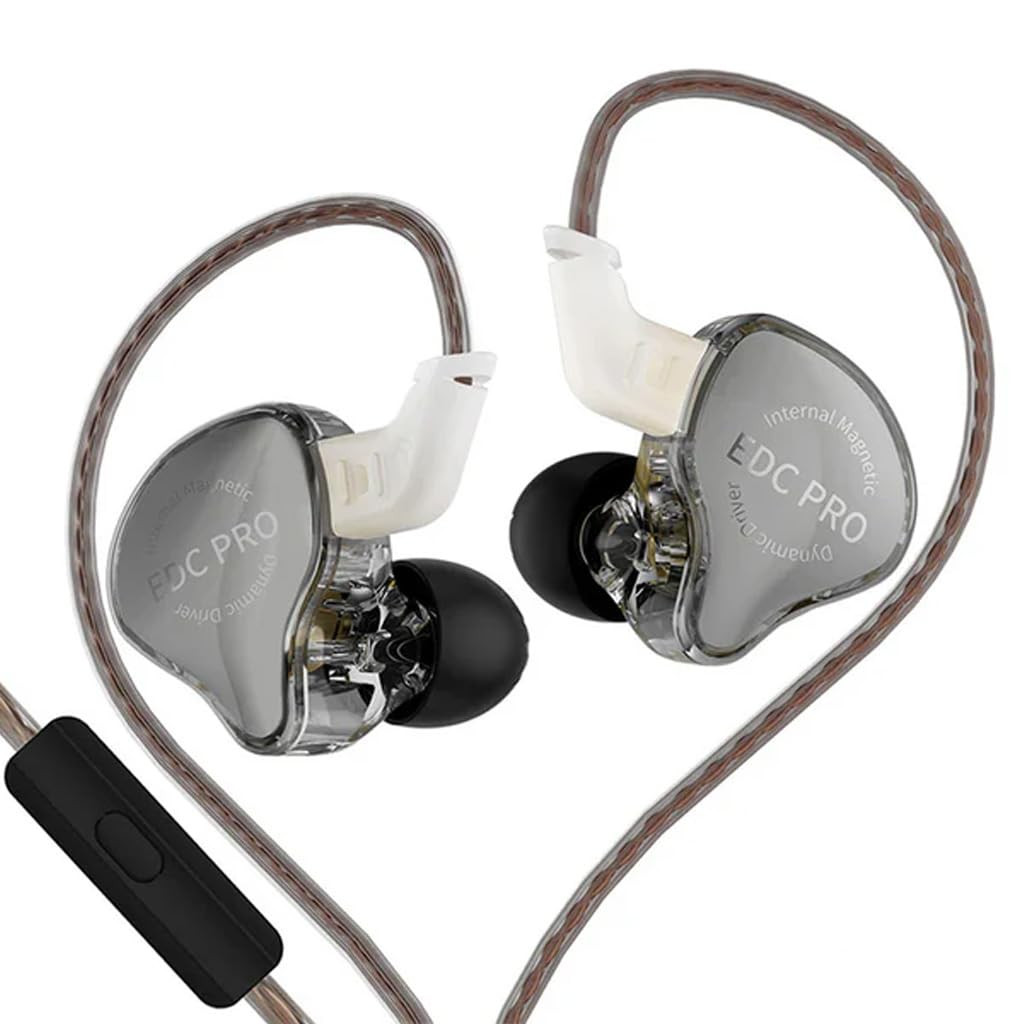 KZ EDC PRO IEM Wired Earphone HiFi Dynamic Driver DD IEM High-Functioning Silver-Plated OFC Cable 075mm Detachable Cable 35mm Plug for Audiophiles  Musicians Black