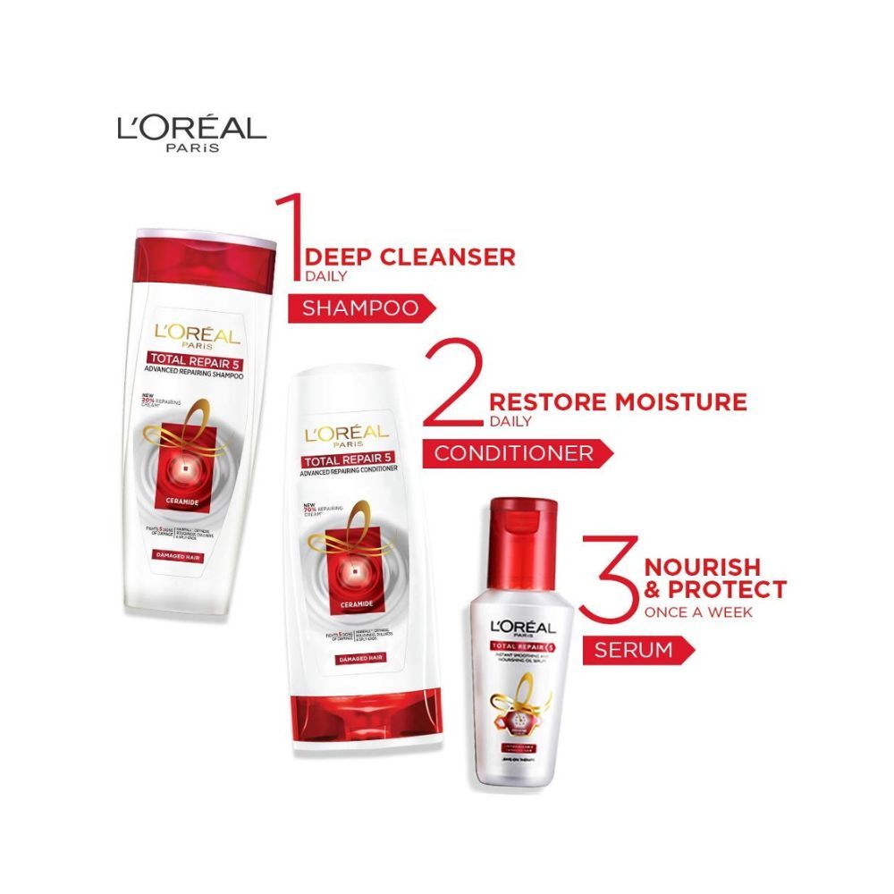 L'Oréal Paris Serum, For Damaged and Weak Hair, With Pro-Keratin + Ceramide, Total Repair 5, 80ml L'Oréal Paris Serum, For Damaged and Weak Hair, With Pro-Keratin + Ceramide, Total Repair 5, 80ml