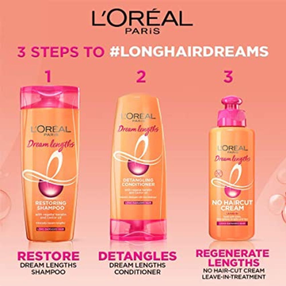 L'OrÃ©al Paris Shampoo, Nourish, Repair & Shine, For Long and Lifeless Hair, Dream Lengths, 1l