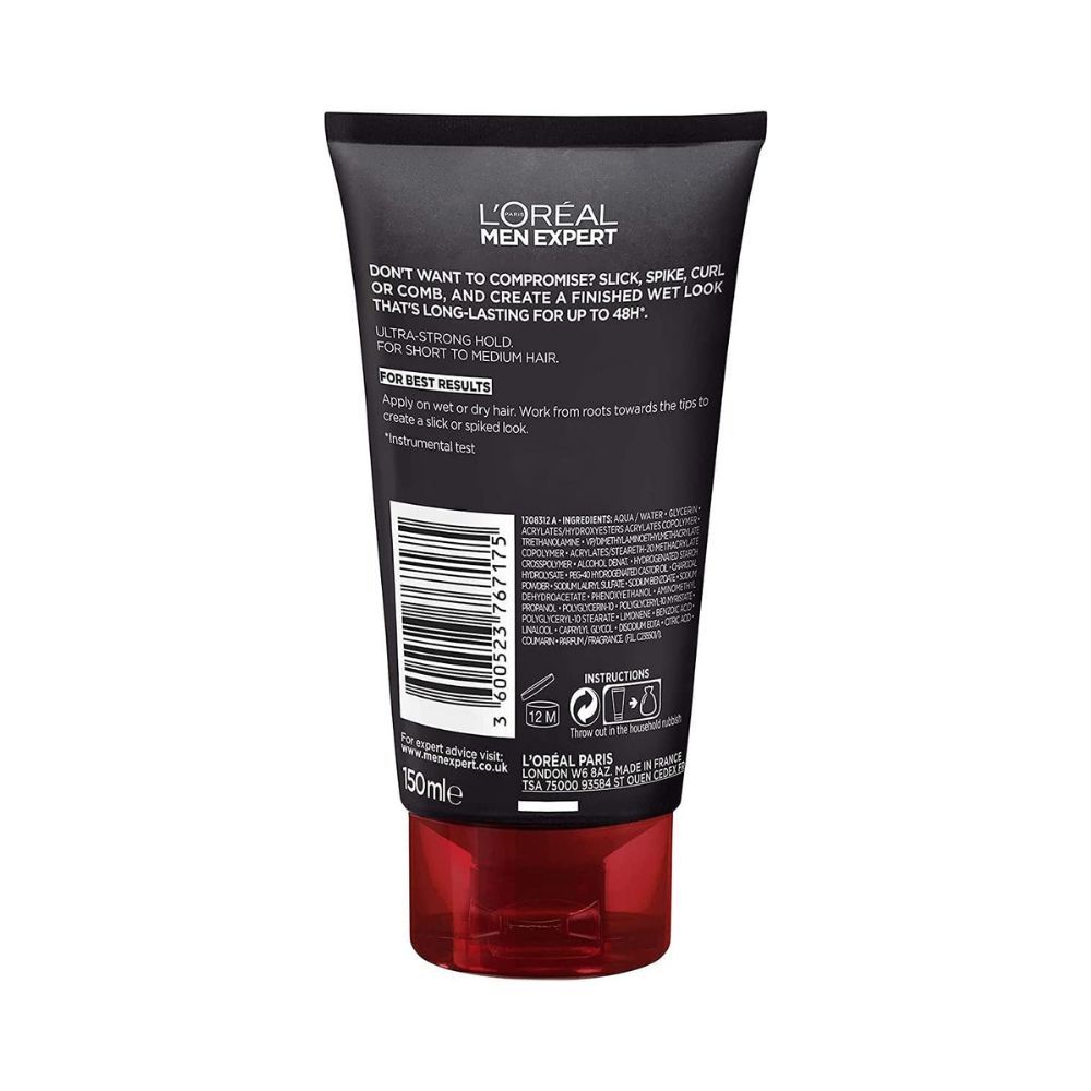 L'Oreal Men Expert Hair Gel Extreme Fix Indestructible No.10 Gel For Ultra Strong Hold & High Shine 150 ml