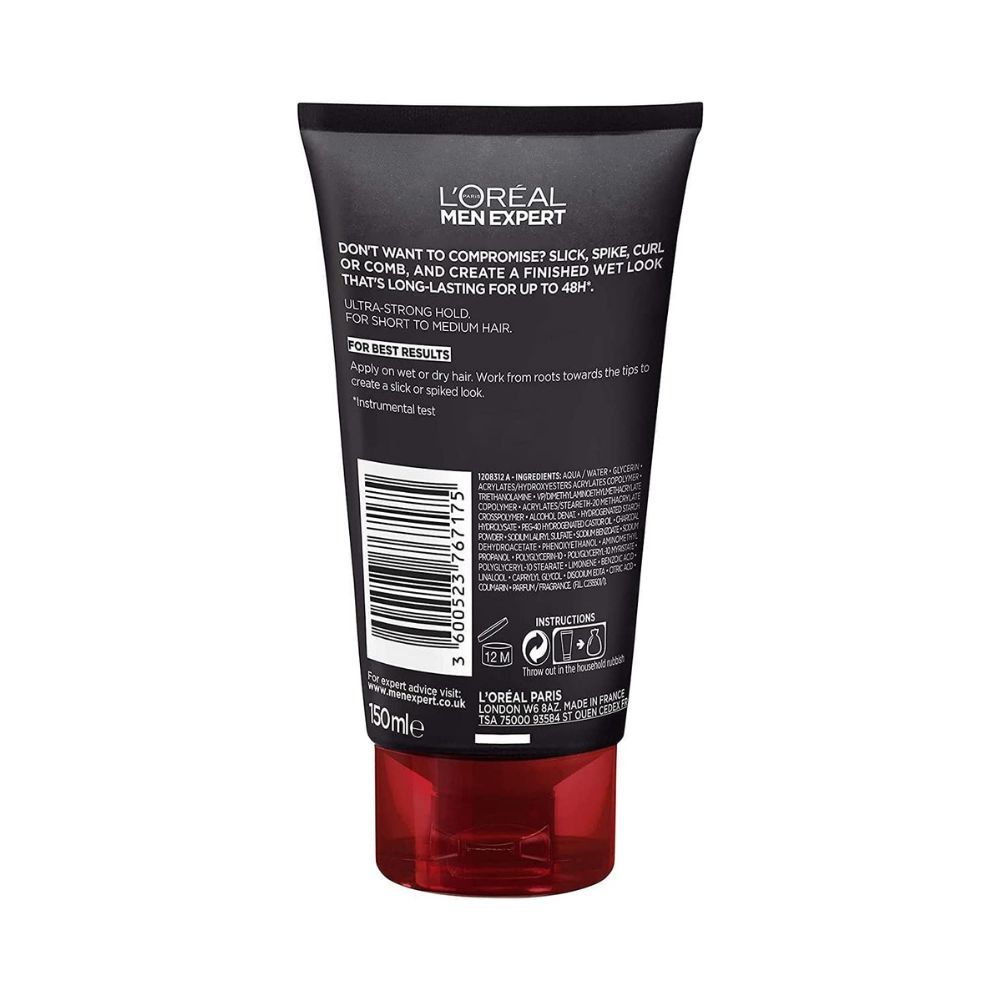 L'Oreal Men Expert Hair Gel Extreme Fix Indestructible No.10 Gel For Ultra Strong Hold & High Shine 150 ml