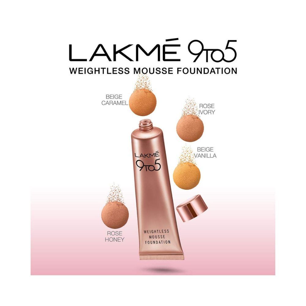 LAKME 9 to 5 Weightless Mousse Foundation Mini, Beige Vanilla,Long Lasting Full Coverage Face Makeup, 6g