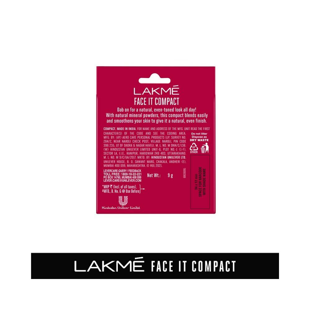 LAKMÃ Face It Compact, Pearl, 9 g & Lakme Rose Loose Face Powder with Sunscreen