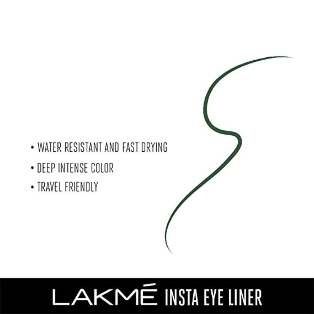 Lakme Insta Eye Liner, Green, Water Resistant Matte Finish, Long-Lasting, 9ml