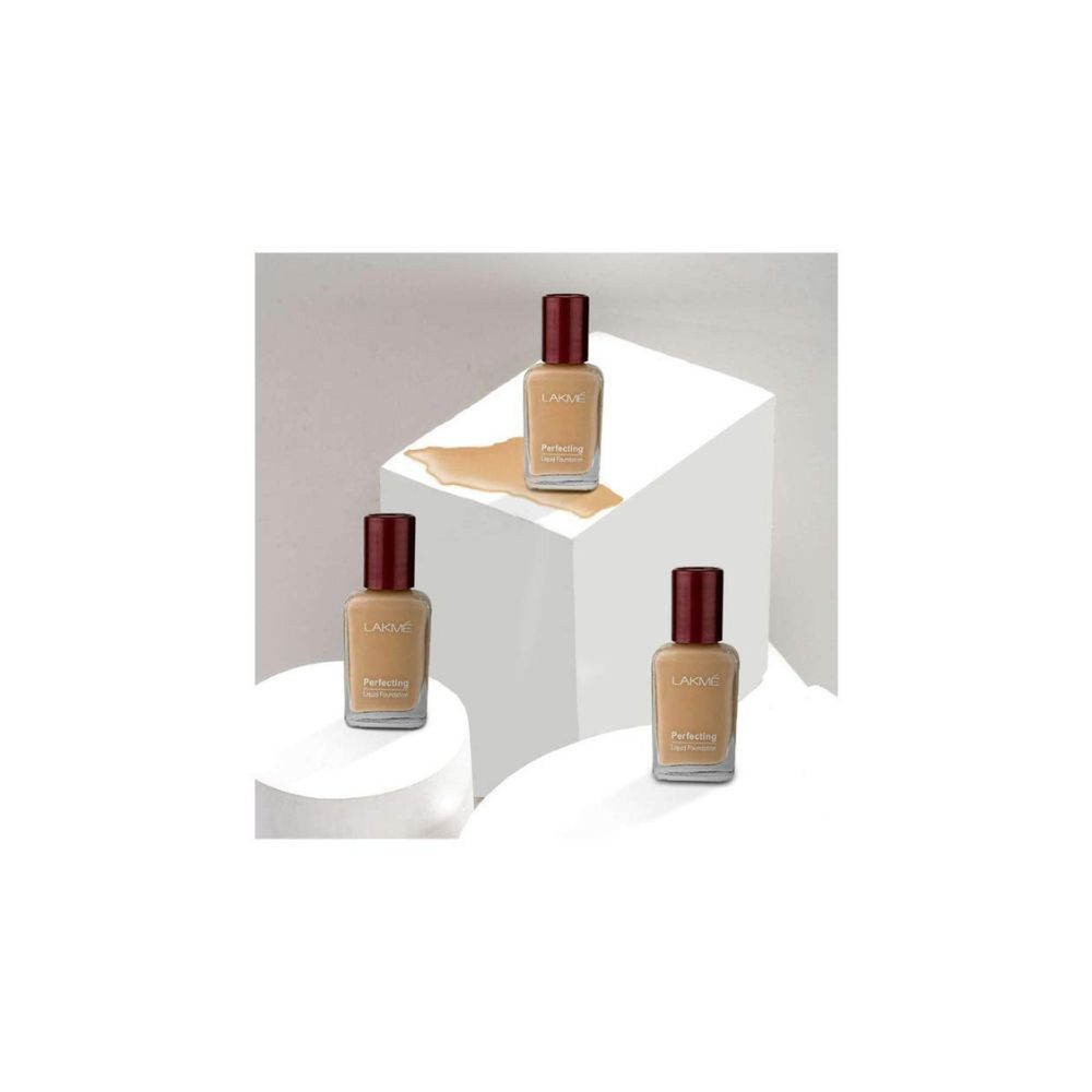 LAKME Perfecting Liquid Foundation, Marble, Waterproof Full Coverage Long Lasting, Dewy Finish Glow, 27ml (Shell)