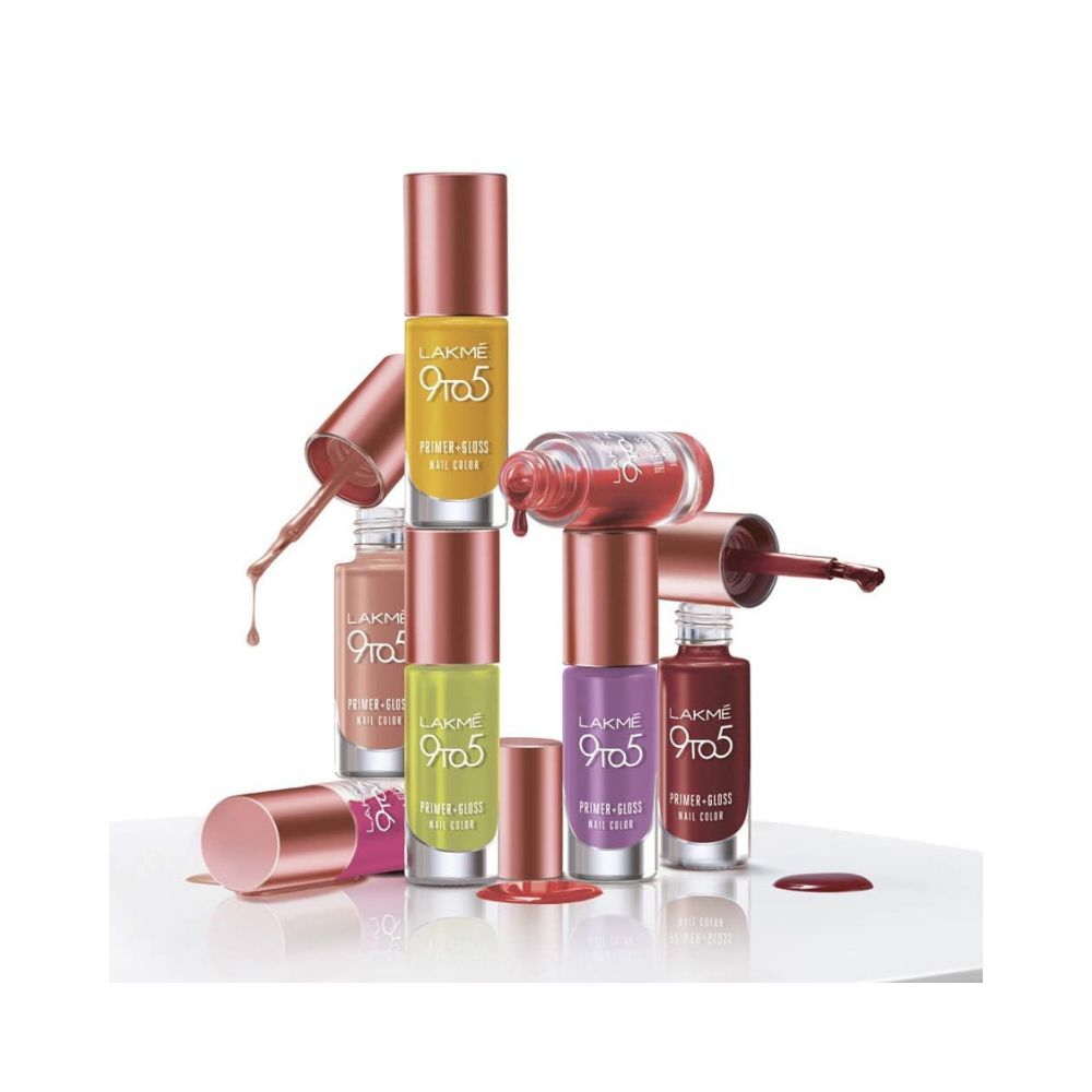 Lakme 9 to 5 Primer + Gloss Nail Colour, Rose Crush, 6 ml