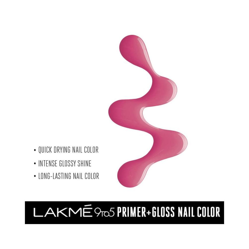 Lakme 9 to 5 Primer + Gloss Nail Colour, Rose Crush, 6 ml