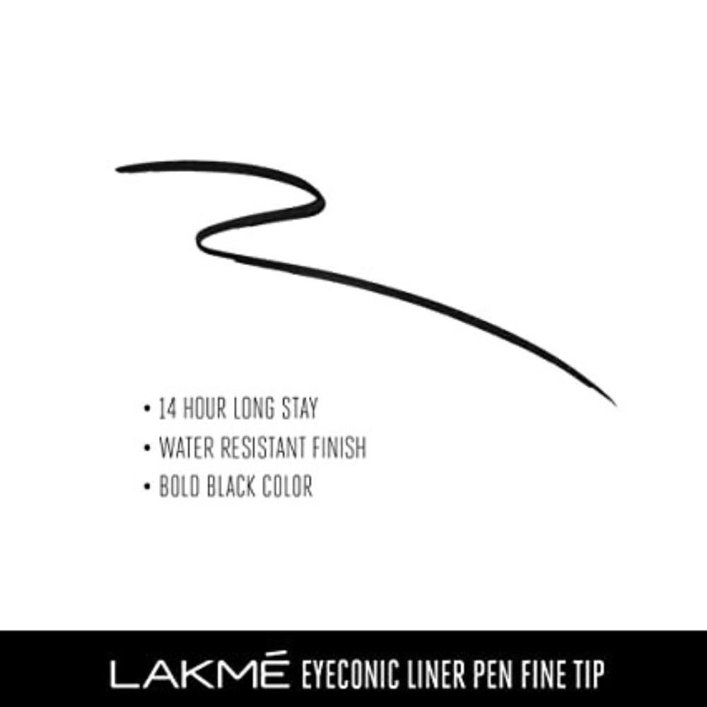 Lakme Eyeconic Liquid Eye Liner Pen, Black, Long Lasting Matte Waterproof Liner - Smudge Proof Eye Makeup for 14 hrs,