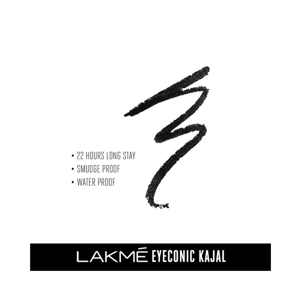 Lakme Eyeconic Pencil Kajal, Black, Water Proof, Smudge Proof, Lasts Upto 22 Hrs, 0.35 G Matte Finish