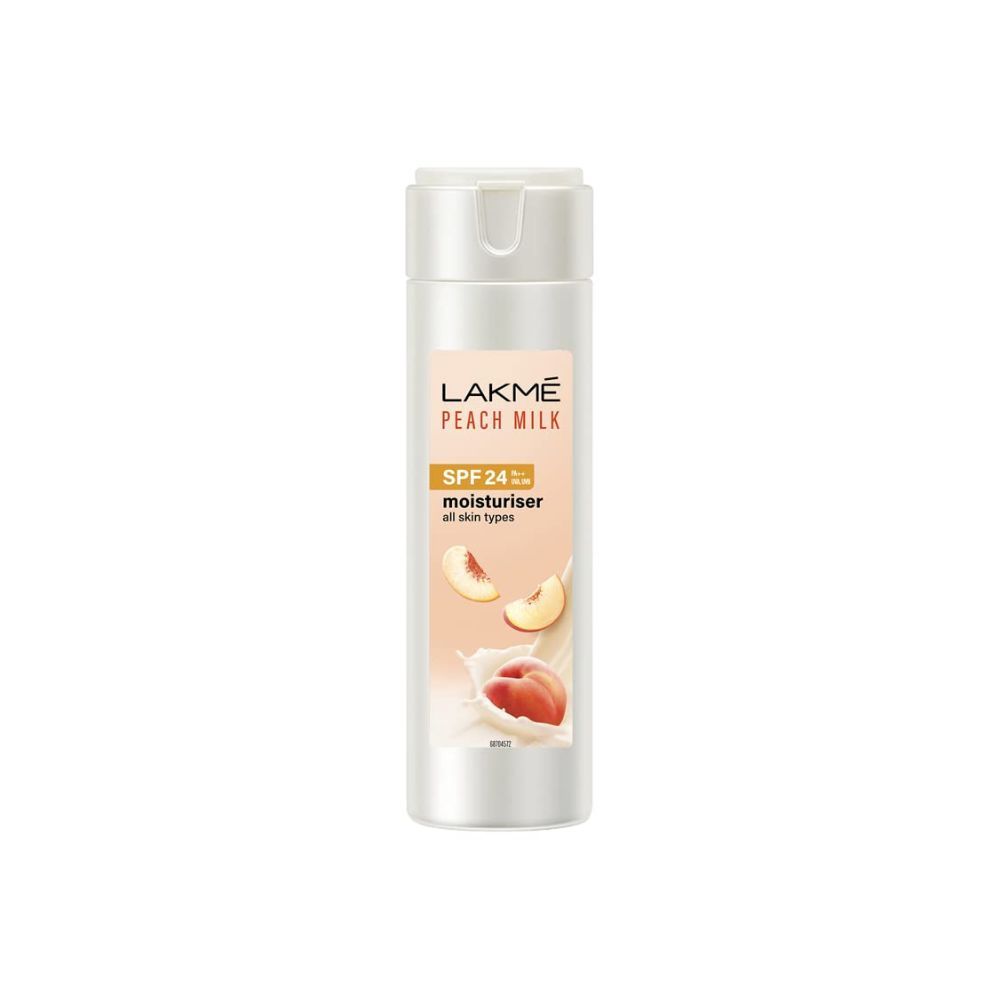 Lakme Peach Milk Face Moisturizer SPF 24 PA++ 120ml, Daily Light Sunscreen Lotion with Vitamin C for Glowing Skin Sun Protection for Women