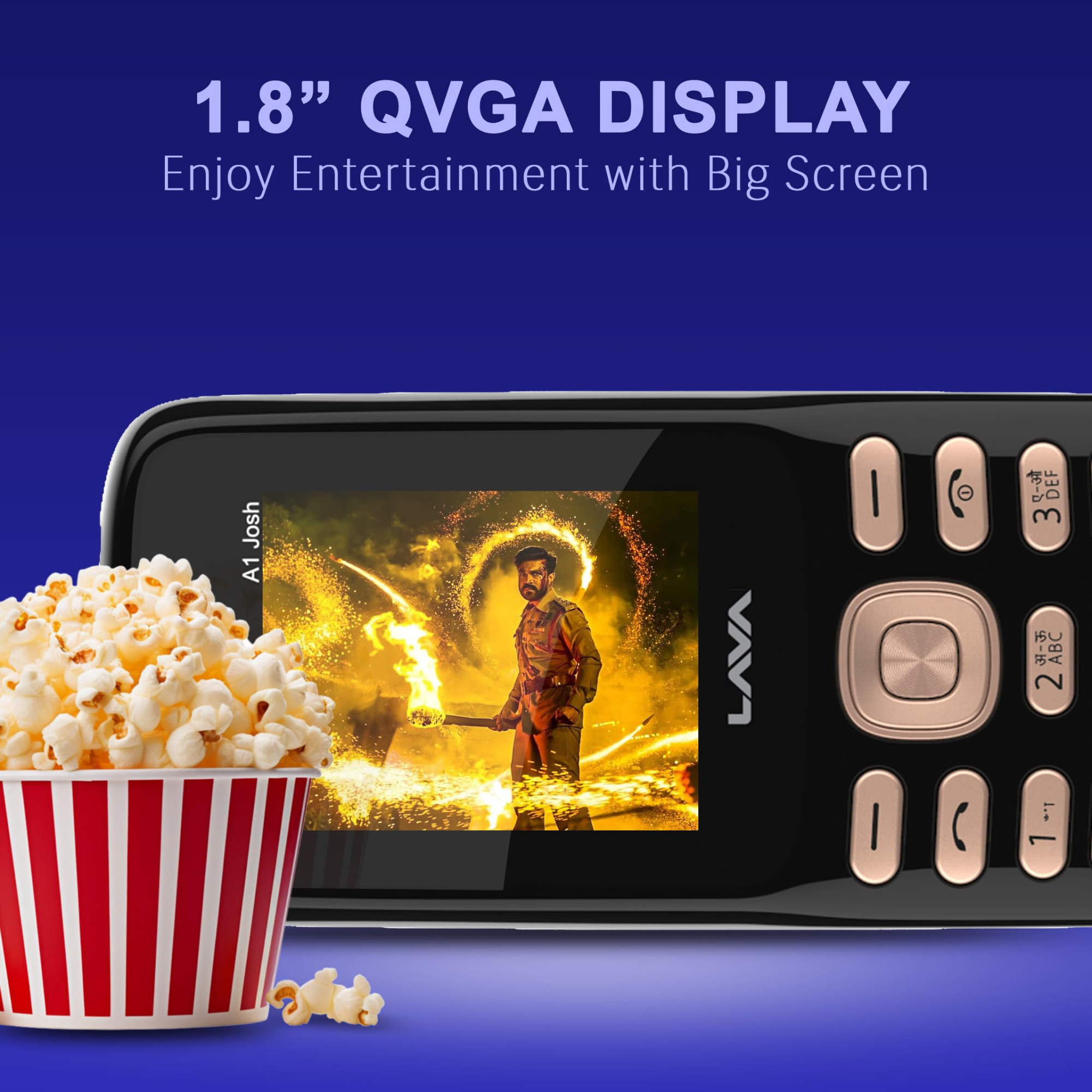 Lava A1 Josh with BOL Feature Dual Sim Keypad Mobile Phone  Long-Lasting Battery 22 Launguages Read Support  Auto Call Recording  Call Blink Notification Black Gold
