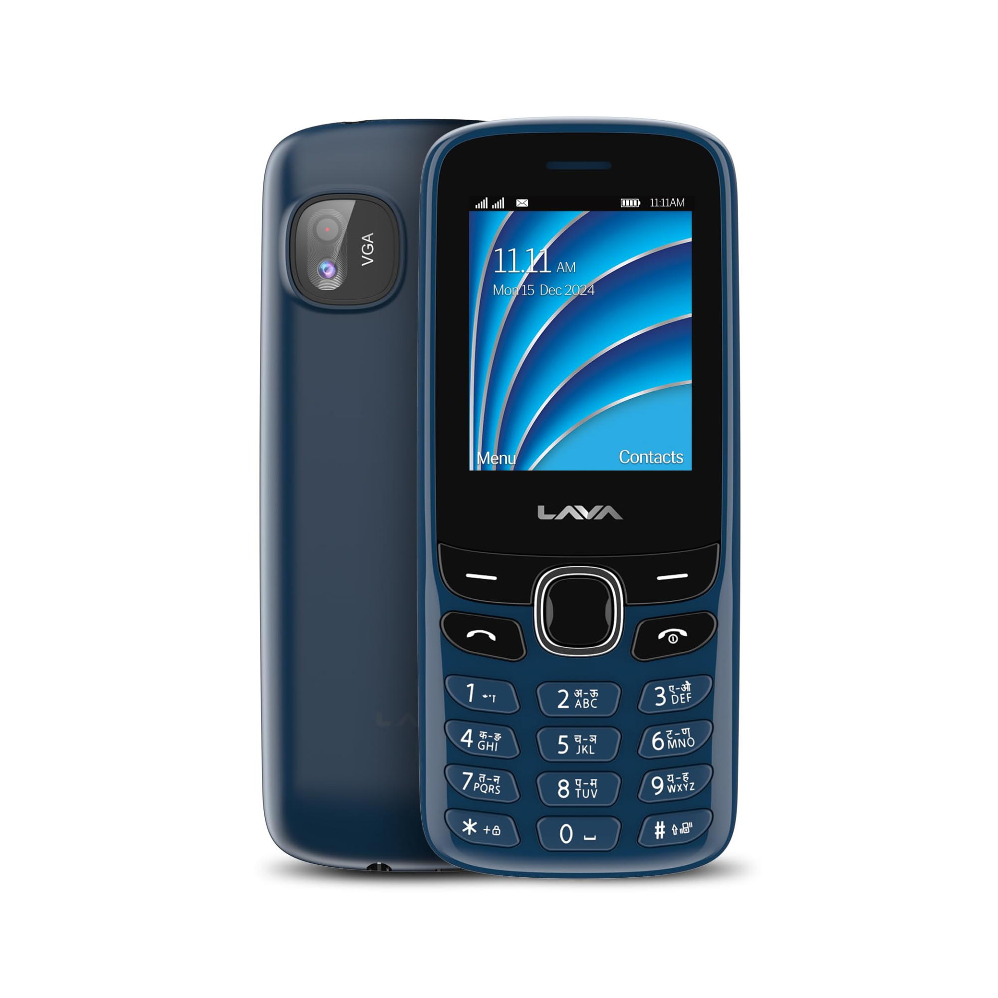Lava A1 Vibe 2025 Dual SIM Keypad Phone with 2 Big Display  Long-Lasting AI Battery  Vibration Alert  FM Radio  MP3 Player  Military-Grade Durability  Blue