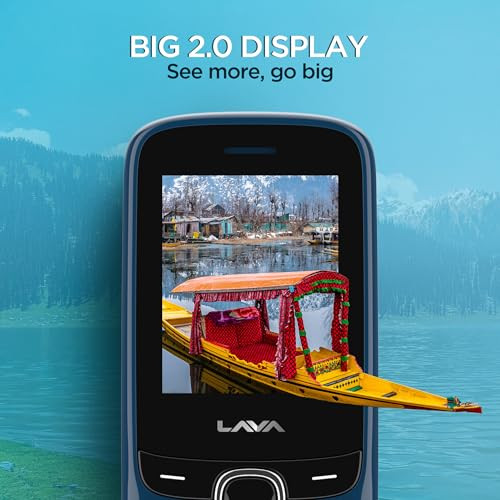 Lava A1 Vibe 2025 Dual SIM Keypad Phone with 2 Big Display  Long-Lasting AI Battery  Vibration Alert  FM Radio  MP3 Player  Military-Grade Durability  Blue