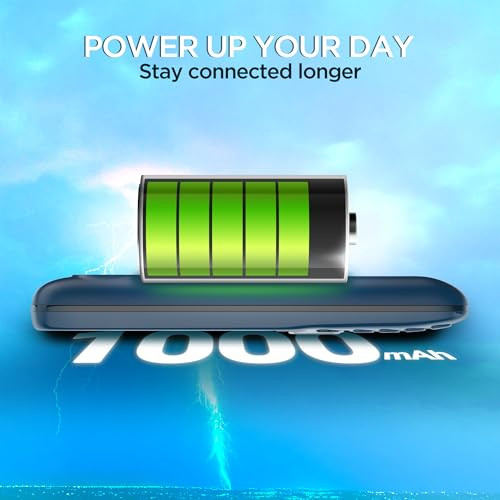 Lava A1 Vibe 2025 Dual SIM Keypad Phone with 2 Big Display  Long-Lasting AI Battery  Vibration Alert  FM Radio  MP3 Player  Military-Grade Durability  Blue