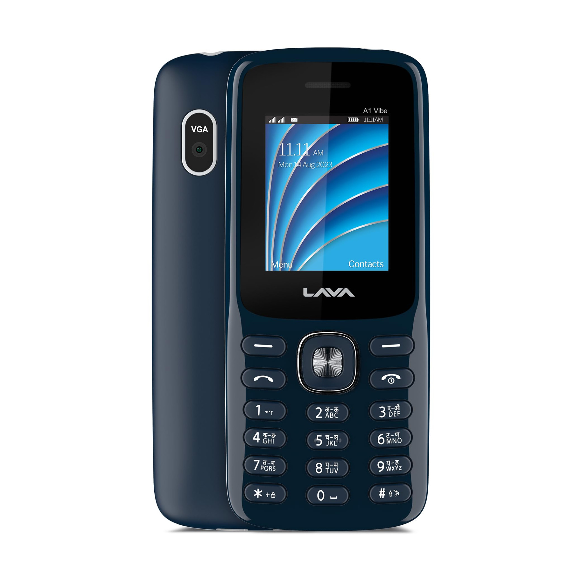 Lava A1 Vibe Dual Sim Keypad Mobile Phone with Vibration Alert  18 Large Display  AI-Powered 1000 mAh Battery  Number Talker  Military Grade Body  Call Blink Notifications Blue Silver