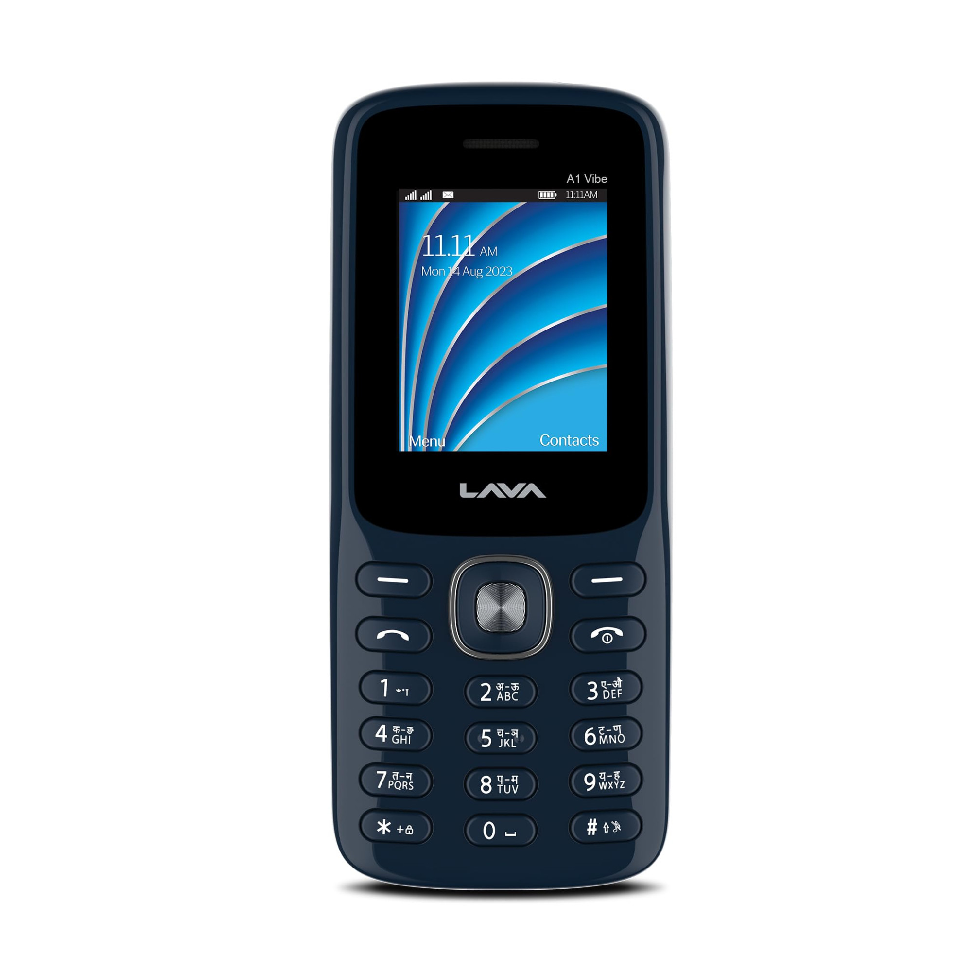 Lava A1 Vibe Dual Sim Keypad Mobile Phone with Vibration Alert  18 Large Display  AI-Powered 1000 mAh Battery  Number Talker  Military Grade Body  Call Blink Notifications Blue Silver
