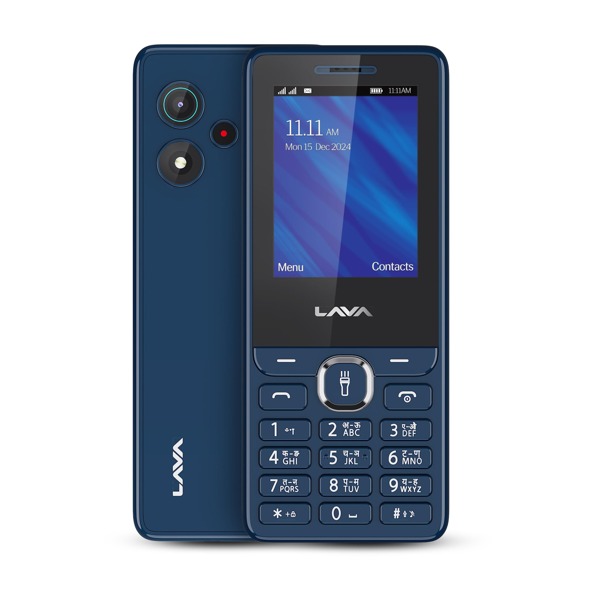 Lava A5 2025 Dual SIM Keypad Mobile with 24 Big Display  UPI Support 1200mAh Battery  BOL Feature  Camera  Auto Call Recording  Glass Finish  and 7 Regional Languages - Dark Blue