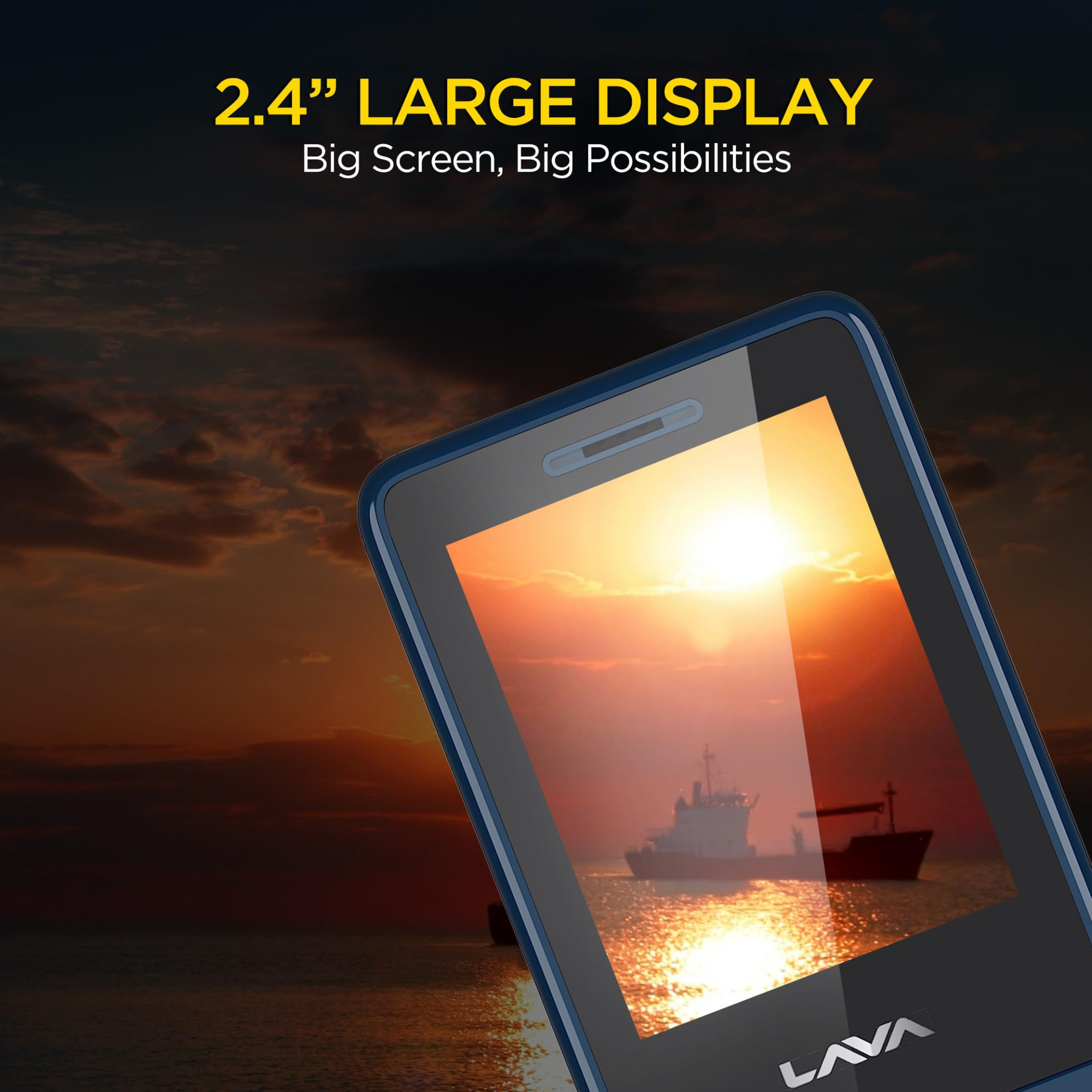 Lava A5 2025 Dual SIM Keypad Mobile with 24 Big Display  UPI Support 1200mAh Battery  BOL Feature  Camera  Auto Call Recording  Glass Finish  and 7 Regional Languages - Dark Blue