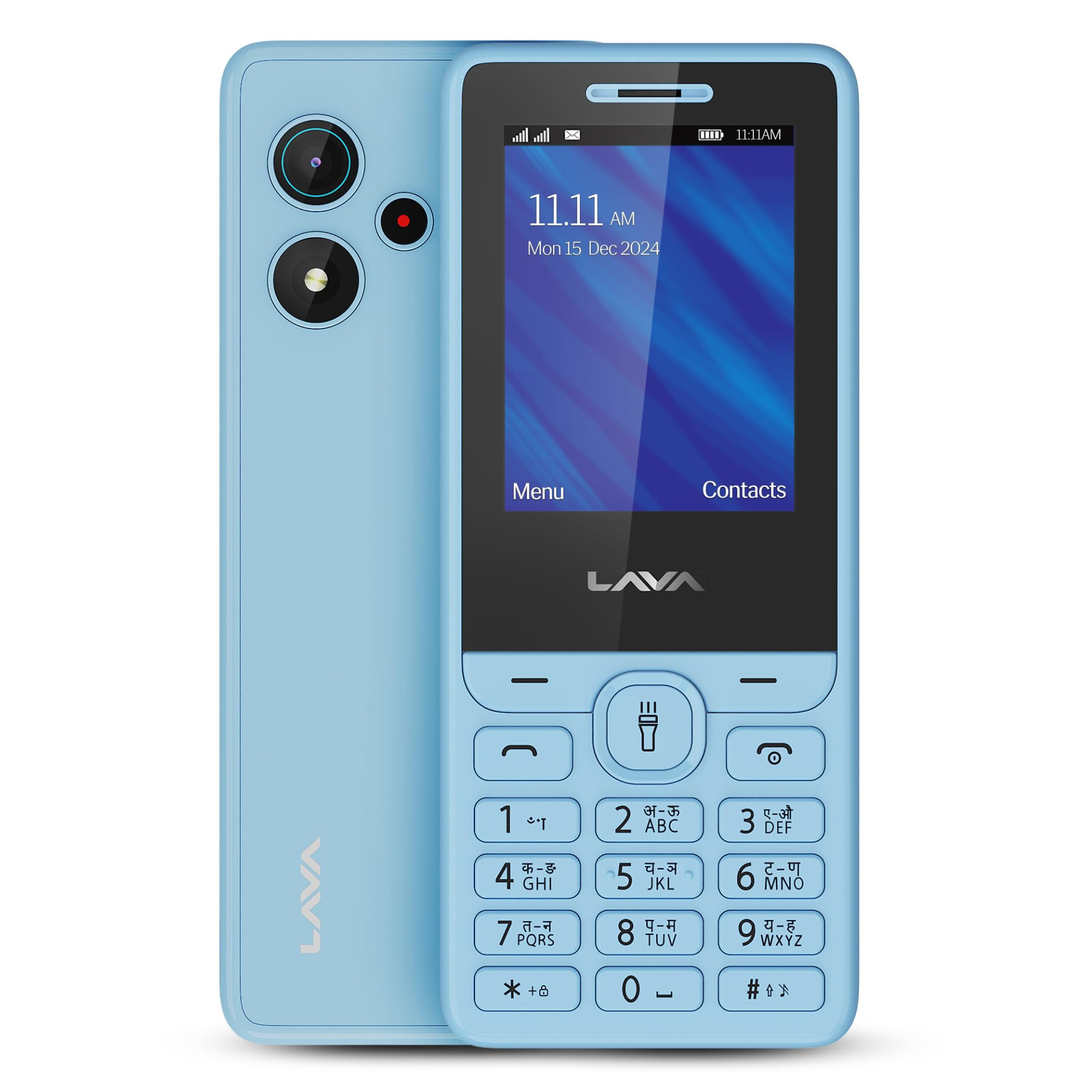 Lava A5 2025 Dual SIM Keypad Mobile with 24 Big Display  UPI Support 1200mAh Battery  BOL Feature  Camera  Auto Call Recording  Glass Finish  and 7 Regional Languages - Blue