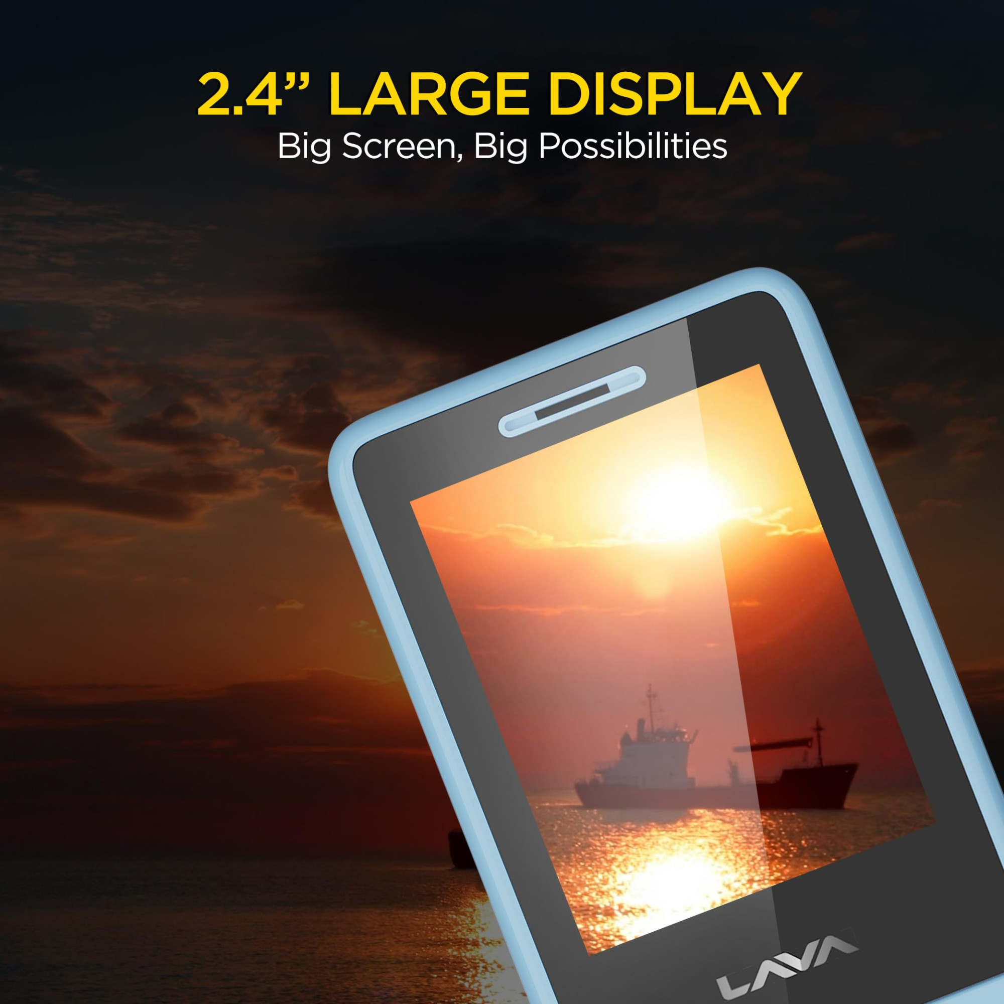 Lava A5 2025 Dual SIM Keypad Mobile with 24 Big Display  UPI Support 1200mAh Battery  BOL Feature  Camera  Auto Call Recording  Glass Finish  and 7 Regional Languages - Blue