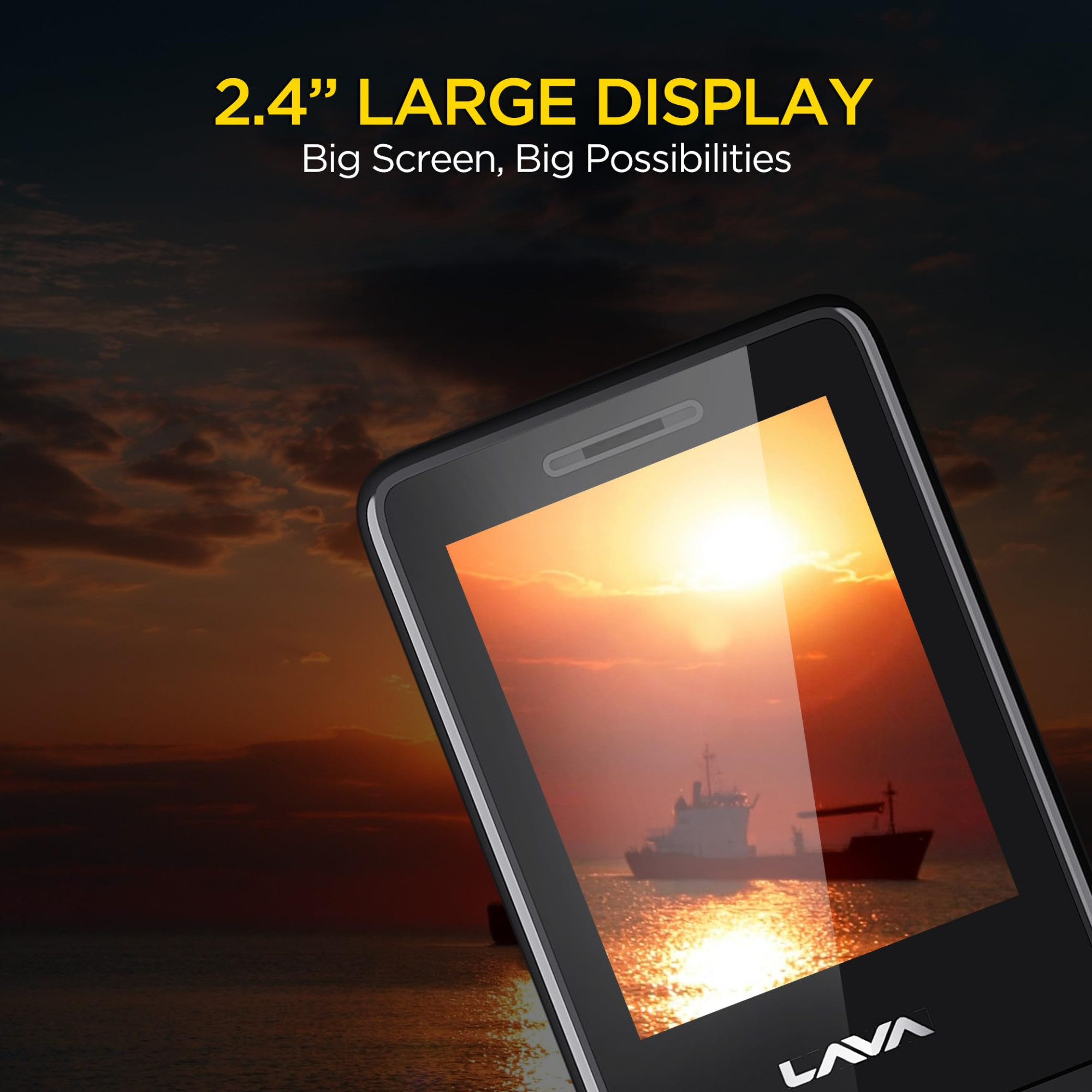 Lava A5 2025 Dual SIM Keypad Mobile with 24 Big Display  UPI Support 1200mAh Battery  BOL Feature  Camera  Auto Call Recording  Glass Finish  and 7 Regional Languages - Black