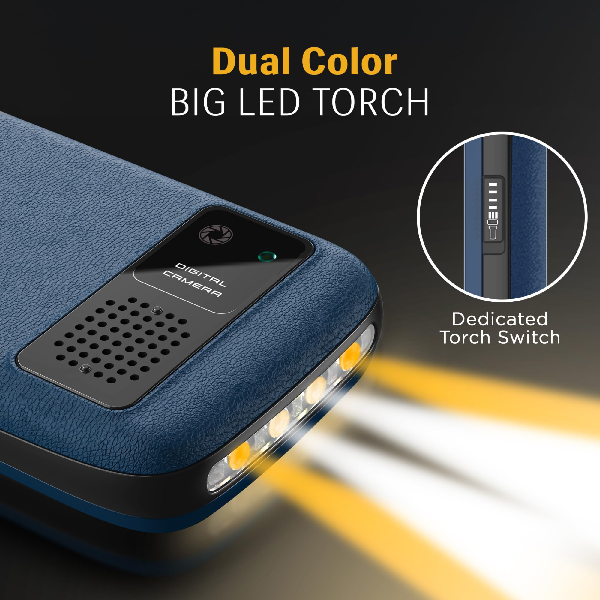 Lava A7 Torch Dual Sim Keypad Mobile Phone with Instant Slide Torch 24 Big Display  Powerful Battery Backup  Vibration Alert  Camera  Wireless FM  Bluetooth  Blue