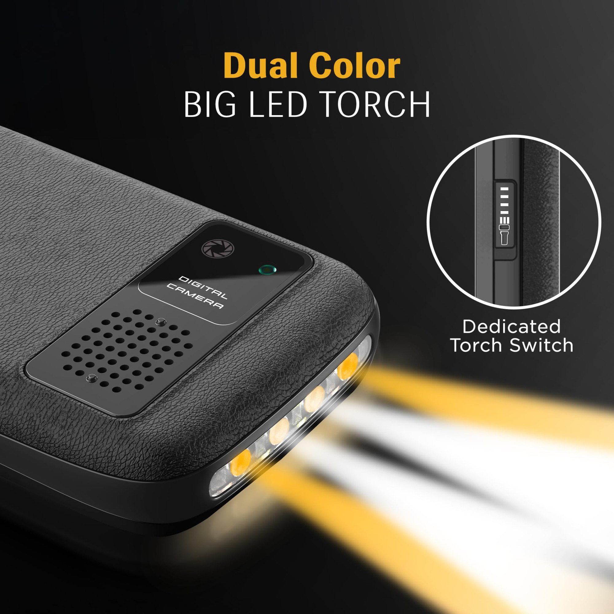 Lava A7 Torch Dual Sim Keypad Mobile Phone with Instant Slide Torch 24 Big Display  Powerful Battery Backup  Vibration Alert  Camera  Wireless FM  Bluetooth  Black