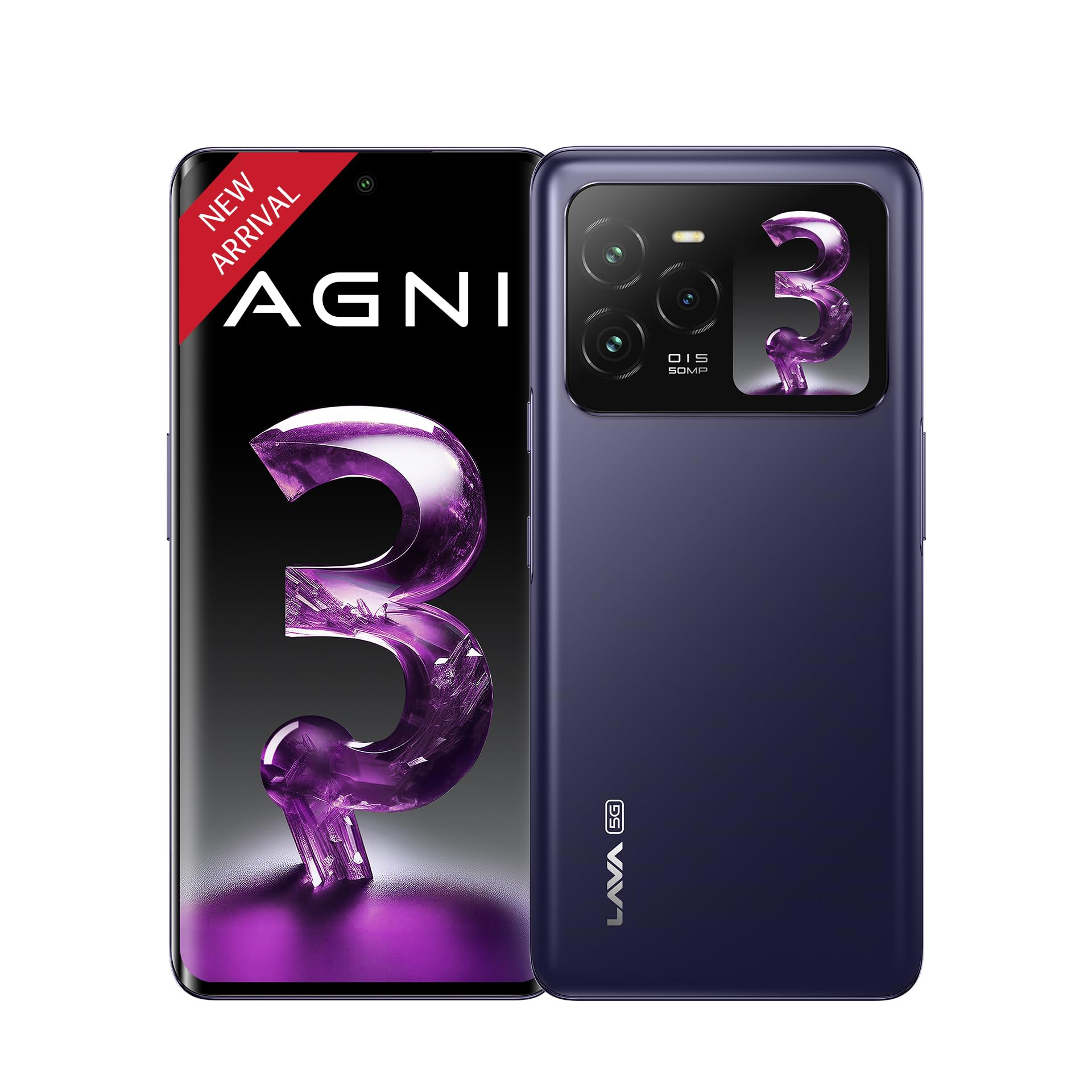 Lava Agni 3 5G Heather Glass 8GB128GB  Indias 1st Dual AMOLED  Dimensity 7300X  50MP Triple AI Camera  66W Fast Charge5000 mAh Battery  Clean UI  Free Replacement  Home  Without Charger