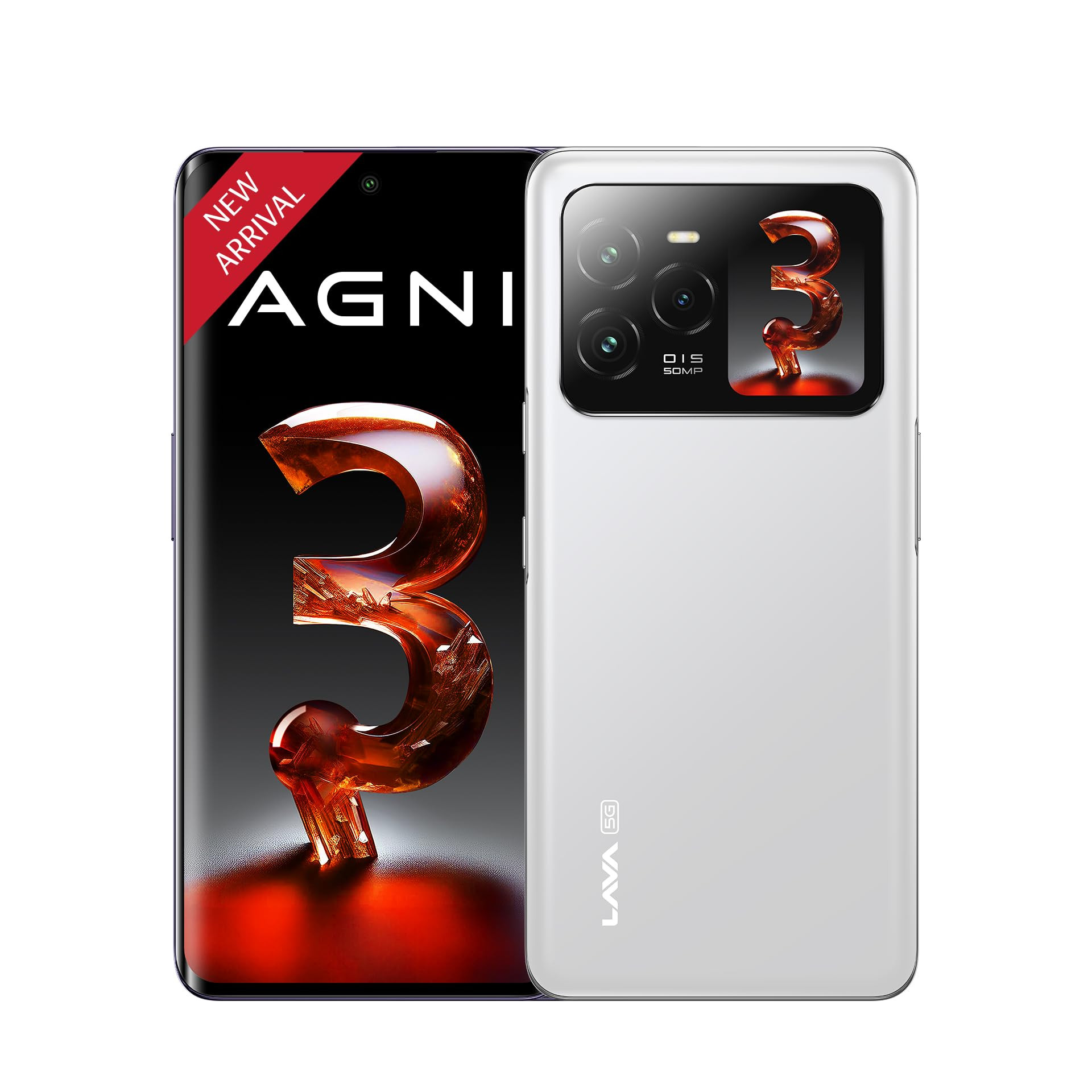 Lava Agni 3 5G Pristine Glass 8GB128GB  Indias 1st Dual AMOLED  15K Curved Display  Dimensity 7300X  50MP Triple AI Telephoto Camera  66W Fast Charge  with Charging Adapter