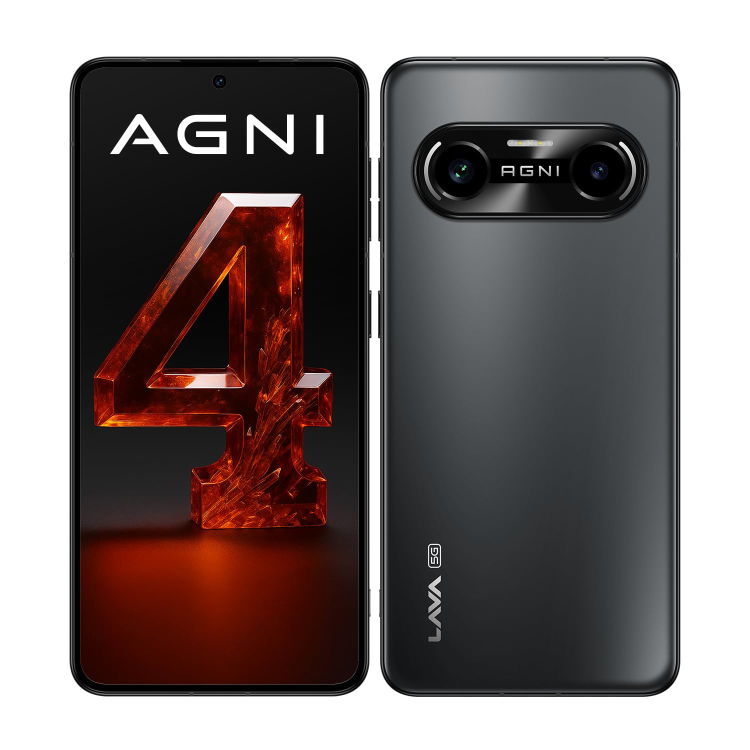 Lava Agni 4 5G 8GB RAM 256GB Storage Phantom Black Metal Body MTK Dimensity 8350 Processor 14Mn Antutu 15K AMOLED Display 50MP OIS Camera LPDDR5X RAM UFS 40 4K 60fps Vayu AI