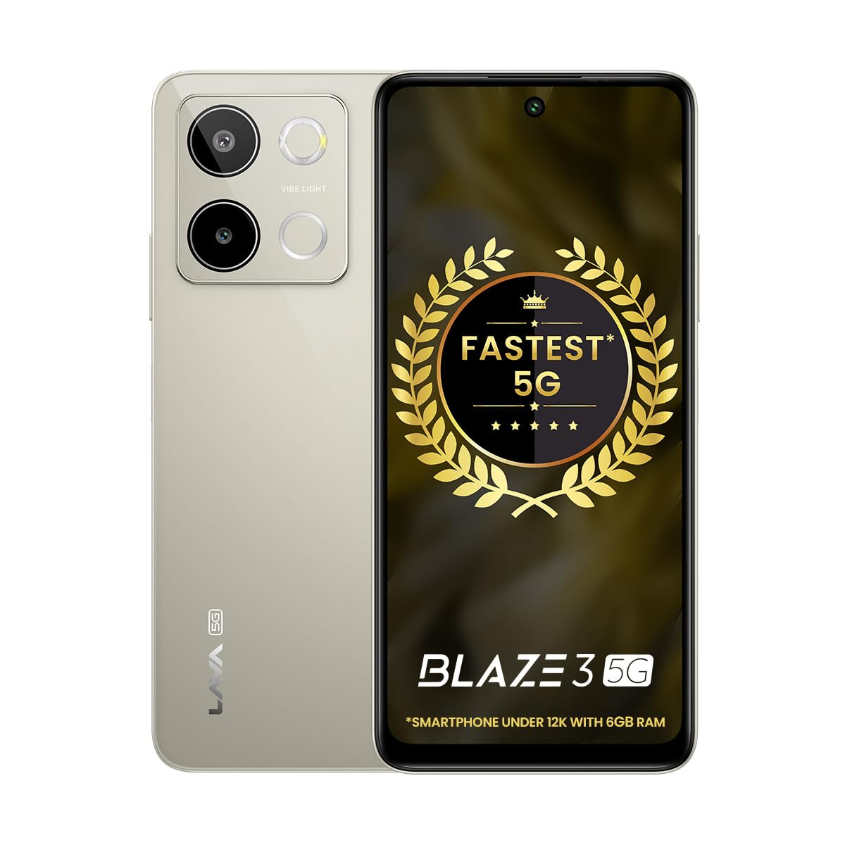 Lava Blaze 3 5G Glass Gold 6GB128GB  Segments Fastest 5G Smartphone  Dimensity 6300 Processor  90Hz Display  50MP2MP AI Camera with Vibe Light  5000 mAh  Special Discount on All Banks