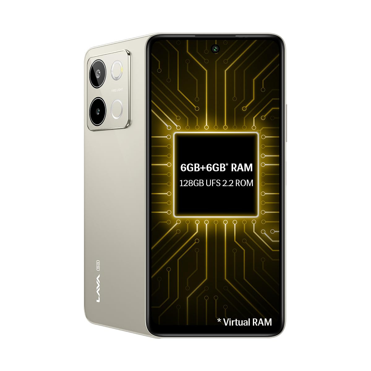 Lava Blaze 3 5G Glass Gold 6GB128GB  Segments Fastest 5G Smartphone  Dimensity 6300 Processor  90Hz Display  50MP2MP AI Camera with Vibe Light  5000 mAh  Special Discount on All Banks