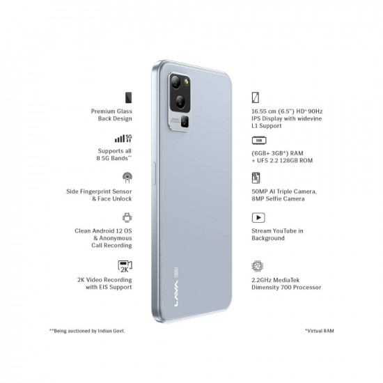 Lava Blaze 5G 128 GB Storage Glass Blue (6 GB RAM)