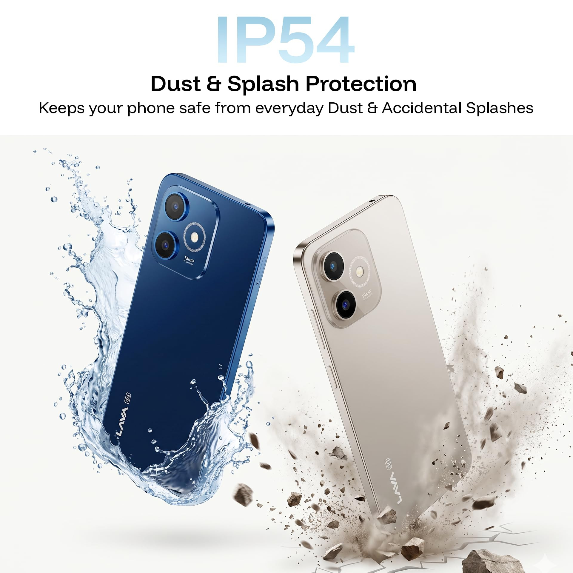 Lava Bold N1 5G Royal Blue 6GB RAM 128GB Storage Bigger 675 HD Notch Display  Octacore 5G Processor  13 MP AI Camera 5000 mAh Battery IP54 Rated Dust  Water Splash Proof