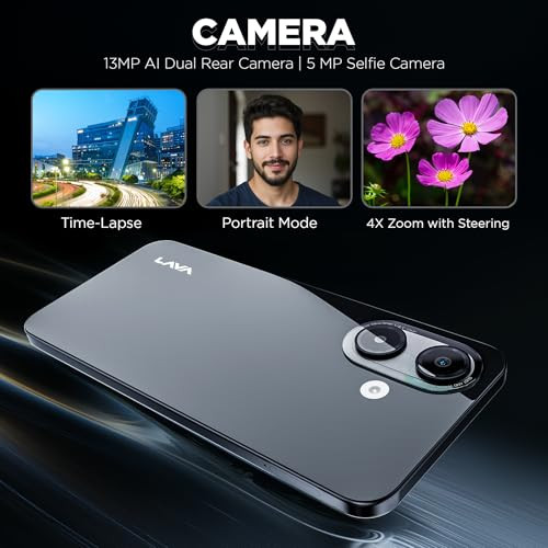 Lava Bold N1 Sparkling Ivory 4 GB RAM 64 GB Storage 675 90 Hz HD Display  13MP AI Dual Rear Camera  5000 mAh Battery  Secure Face Unlock  Fingerprint Reader  Charger  Phone-Case in Box