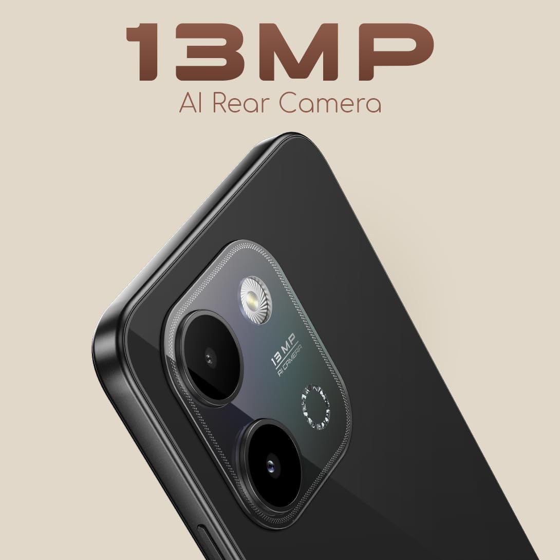 Lava Bold N2 Indus Black 4 GB RAM 64 GB Storage 13MP AI Dual Rear Camera Largest 675 HD Display 5000 mAh Battery 10W Charging IP64 Water Dust Proof Charger Phone-Case in Box