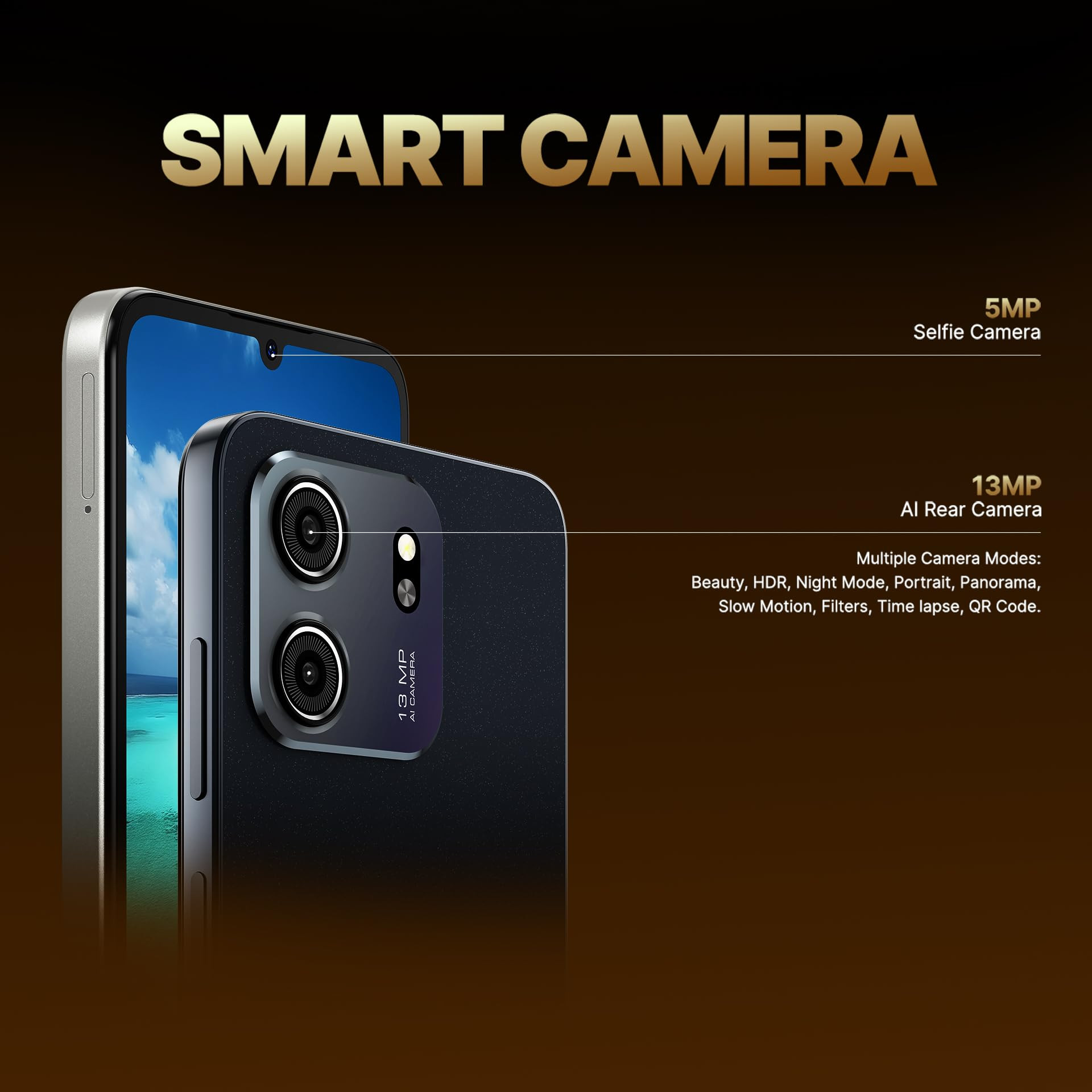 Lava Bold N2 Lite Nilgiri Blue 3 GB RAM 64 GB Storage  675 HD Display  13MP AI Dual Rear Camera  5000 mAh Battery  Secure Face Unlock  Fingerprint Reader  Charger  Phone-Cover in Box
