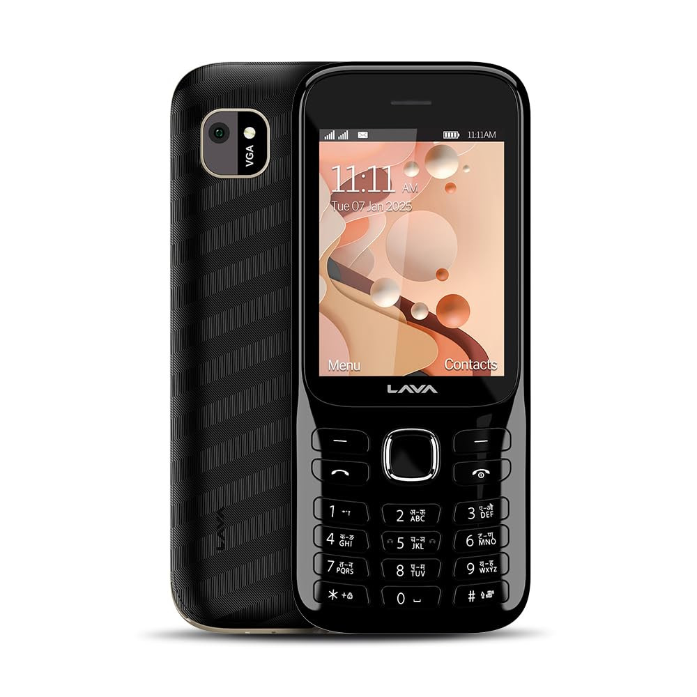Lava Gem 2025 Dual Sim Keypad Phone 28 Display Camera  Flash  2575mAh Smart AI Powerful Battery  Wireless FM  Recording  Stereo Speakers  Call Recording Black Gold