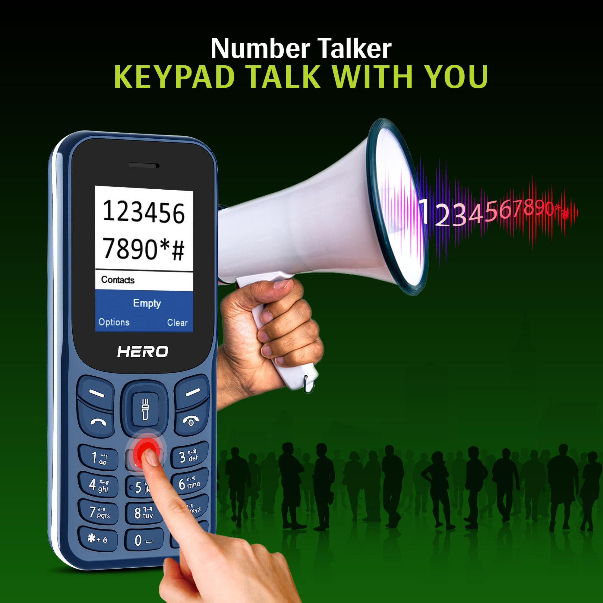 Lava Hero Shakti 2025 Dual Sim Keypad Mobile Phone with Vibration Alert  18 Display  Super Saving Battery Mode  Stylish Design  Number Talker  Dark Blue