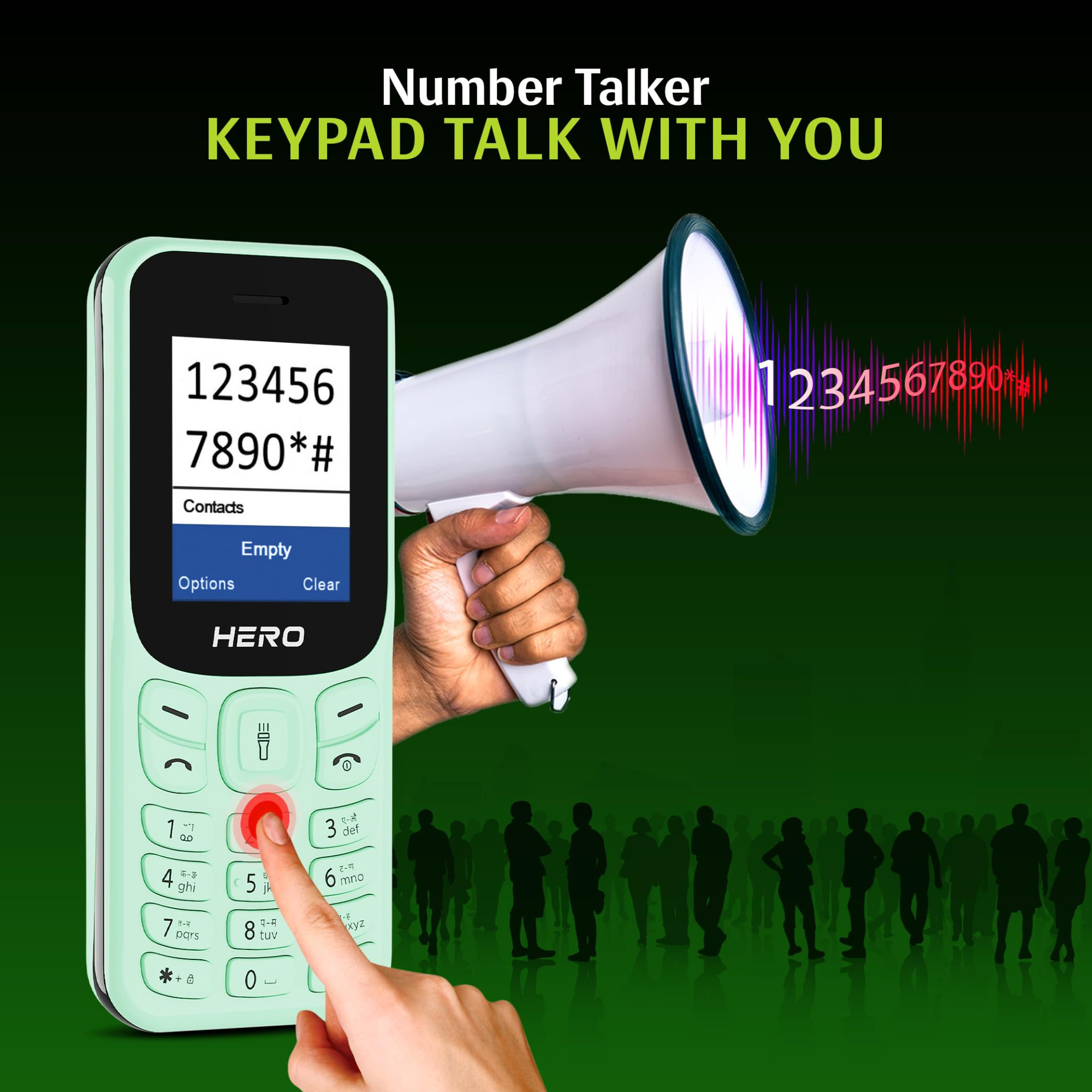 Lava Hero Shakti 2025 Dual Sim Keypad Mobile Phone with Vibration Alert  18 Display  Super Saving Battery Mode  Stylish Design  Number Talker  Mint Green