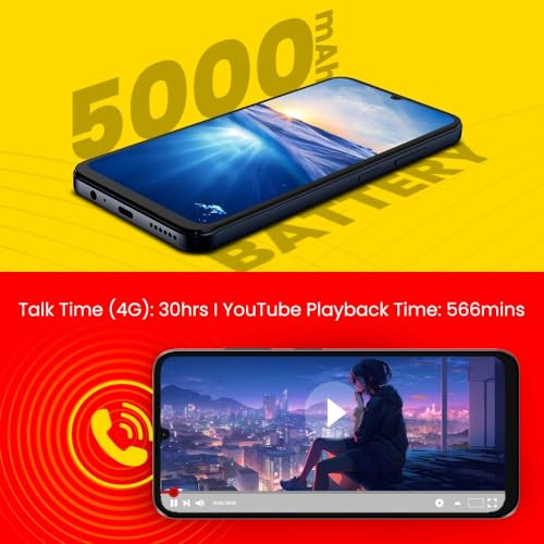 Lava O3 Glossy Blue 3 GB RAM 64 GB Storage  Biggest 675 HD Display  13MP AI Dual Rear Camera  5000 mAh Battery  Secure Face Unlock  Fingerprint Reader  Charger  Phone-Cover in Box
