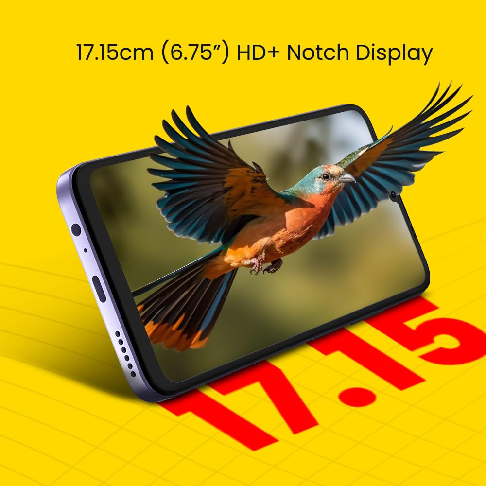 Lava O3 Glossy Lavender 3 GB RAM 64 GB Storage  Biggest 675 HD Display  13MP AI Dual Rear Camera  5000 mAh Battery  Secure Face Unlock  Fingerprint Reader  Charger  Phone-Cover in Box